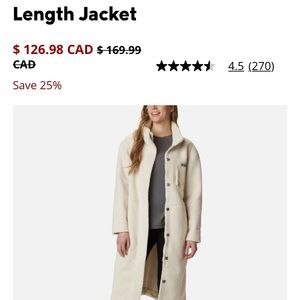 Columbia Cream Panorama Full Length Jacket